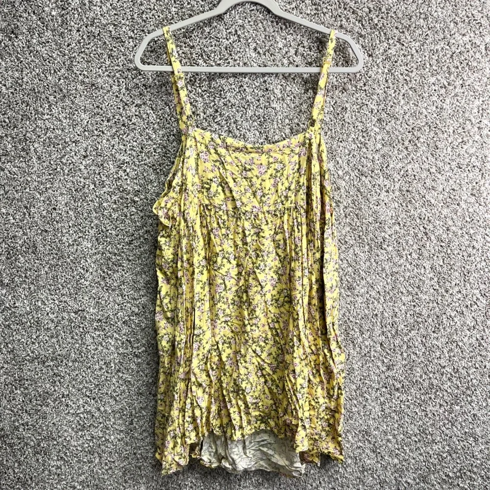 Torrid Dress Women's 3X Mini Challis Yellow Floral Print Sleeveless Babydoll - Picture 7 of 7